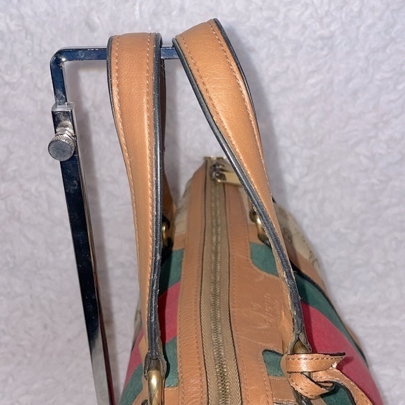 Gucci Rania Monogram GG Web Convertible Satchel Tote Crossbody Bag in Khaki - Picture 8 of 17